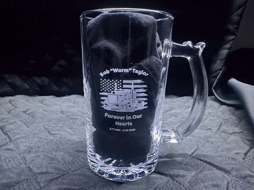 Engraved memorial beer mug