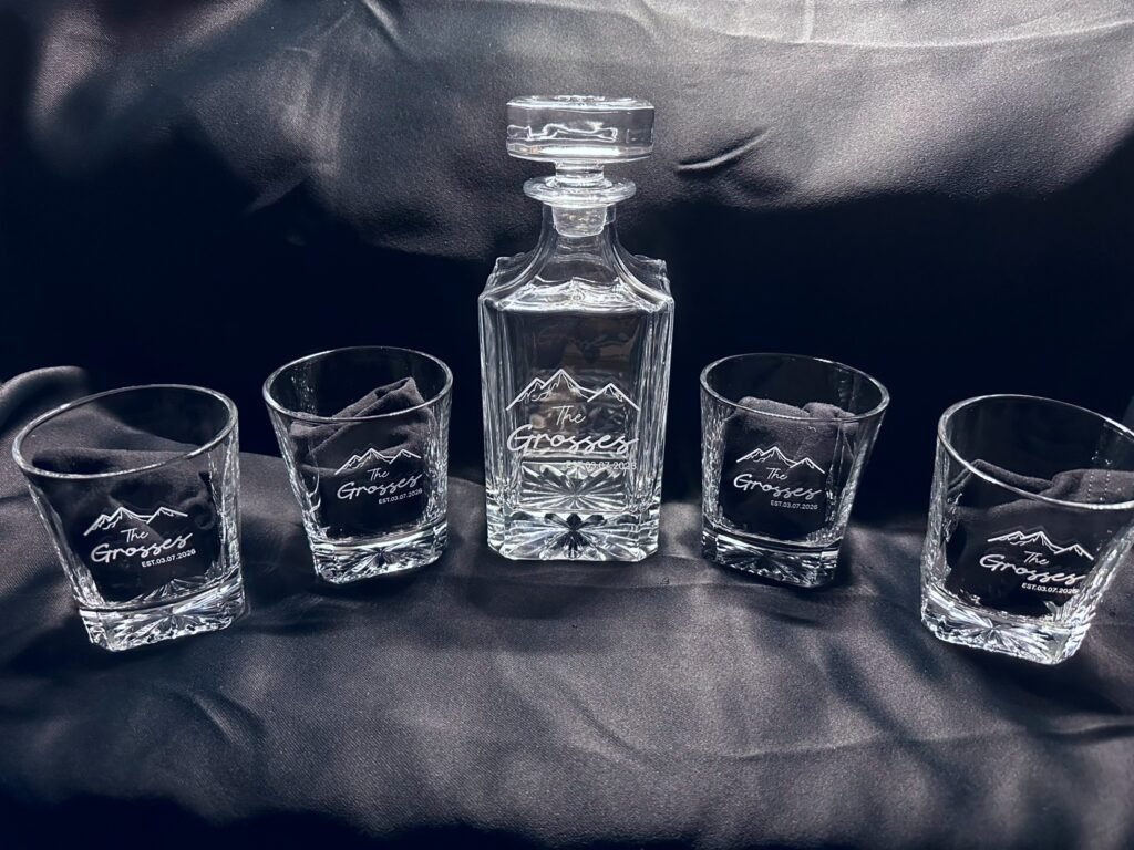 Custom family name decanter set, second view
