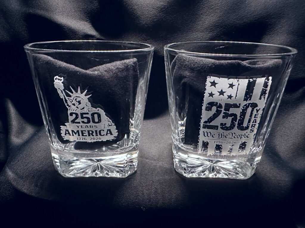 America 250 rocks glass pair